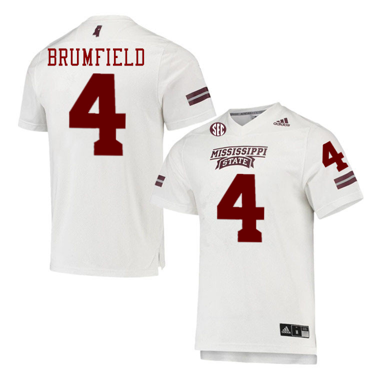 Men #4 DeAgo Brumfield Mississippi State Bulldogs College Football Jerseys Stitched-White